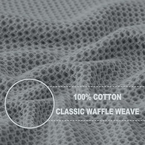 Homaxy 100% Cotton Waffle Weave Kitchen Dish Towels 6-Pack, Grey - Image 2