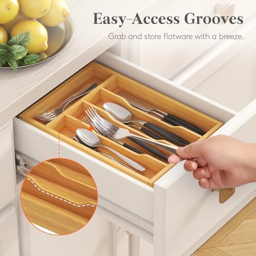 Lifewit Bamboo Silverware Tray for Drawer, 6.7 x 12 - Image 5