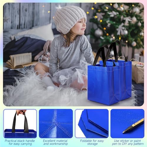 Eccliy 80 Pcs Reusable Gift Bags, Medium, Blue - Image 4