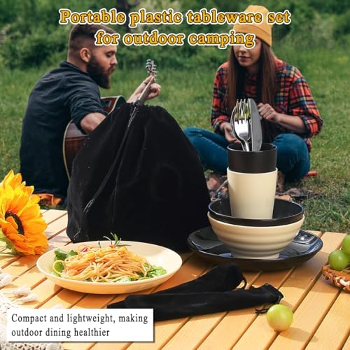 Kyraton Camping Utensils - Travel & Picnic Mess Kit, Silverware Set Includes Knife, Spoon, Fork, Cup, Bowl, Plate - Camping Essentials for 2 - Image 3