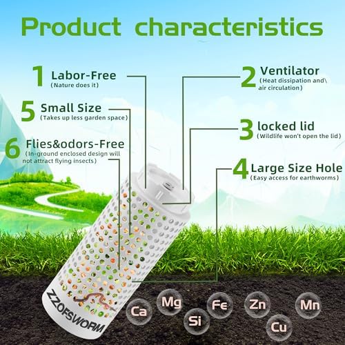 Inground Worm Farm Compost Bin Kit Recycling Kitchen Food Waste to Raised Garden Beds Outdoor with Holes&Lids in Bed&Home - Image 2