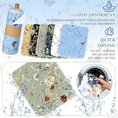 60 Pack Reusable Kitchen Cloths Cotton Towels, Rich Flowers - Image 3