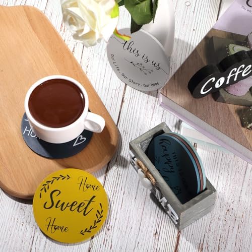 Queekay House Warming Gifts New Home Farmhouse Coasters Set of 6, Boho - Image 4