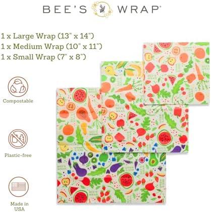 Bee's Wrap Beeswax Food Wraps, 3 Pack Assorted - Garden Party - Image 4