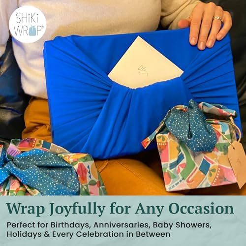 SHIKIWRAP Reusable Furoshiki Gift Wrap, 18-Inch, Deep Blue - Image 5