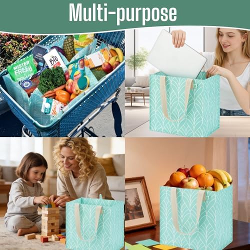 VENO 4 Pack Large Grocery Bag Reusable Shopping Bags with Hard Bottom - Image 2