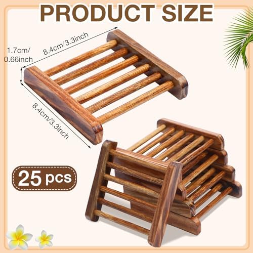 Amyhill 25 Pcs Bamboo Soap Dish Bulk Soap Holder Draining,Charcoal Color - Image 2