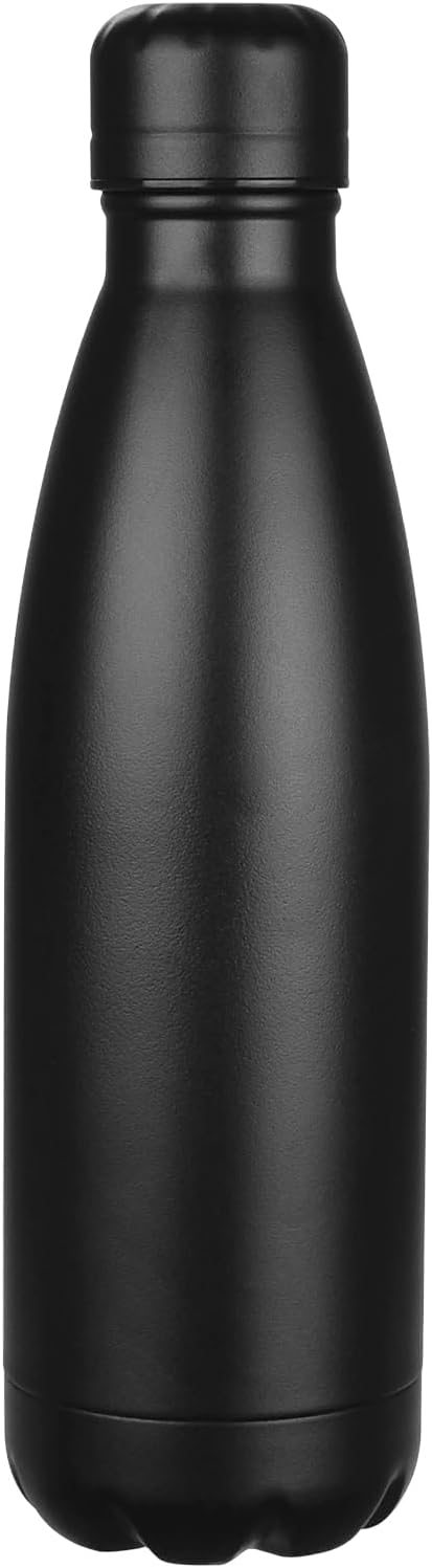 OWS 17oz Insulated Water Bottles Bulk 1/2/4 Pack, Metal Sports Water Bottles, Double Wall Vacuum BPA-Free Flask for School, Sports(black 1pc)