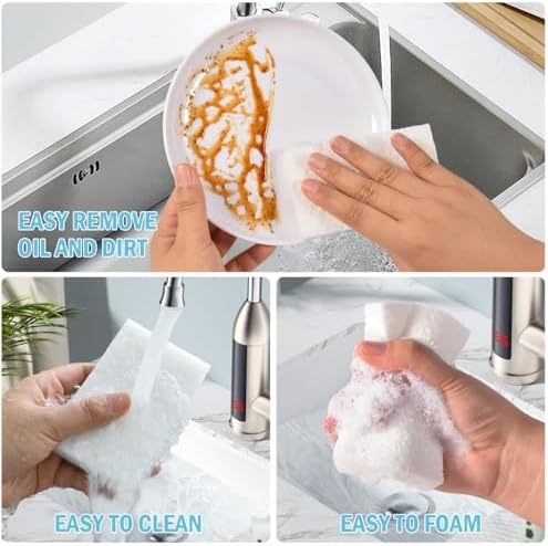 YoleShy 48 Pack White Sponges Kitchen Natural Compressed Cellulose Sponges for Dishes Bulk Non Scratch for Household Cookware Bathroom Cars Soft Super Absorbent Reusable - Image 3