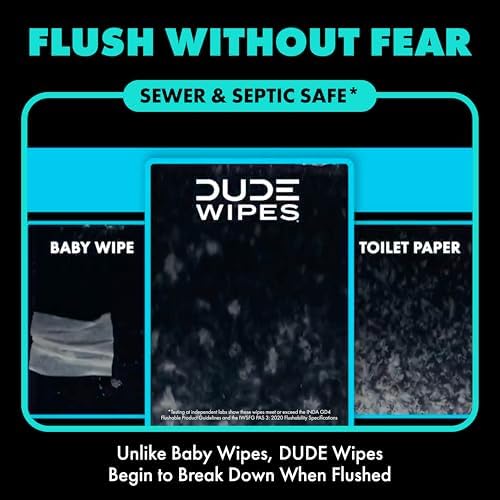 DUDE Wipes Mint Chill Pocket Packs, Adult Flushable Travel Wipes, 96 Count - Image 5