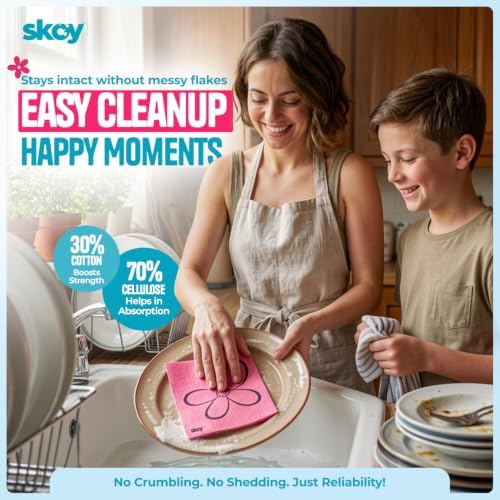 Skoy Cloth, 8-Pack Versatile Swedish Dishcloths for Kitchen and Household Use, Reusable Cleaning Cloths, Planet-Friendly, Dishwasher and Dryer-Safe, Yellow - Image 6