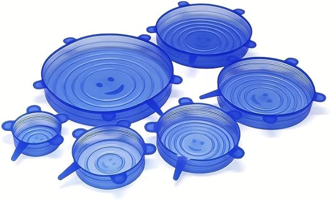 6pcs Reusable Silicone Stretch Lids, Six-piece Set Of Silicone Fresh-keeping Covers, Stretching Bowl Covers,Dust-proof Refrigerator Microwave Oven Sealing for Various Food Containers (white)