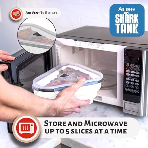 PIZZA PACK The Perfect Reusable Pizza Storage Container with 5 Microwavable Serving Trays - BPA-Free Adjustable Pizza Slice Container to Organize & Save Space, 2 Pack, White - Image 4