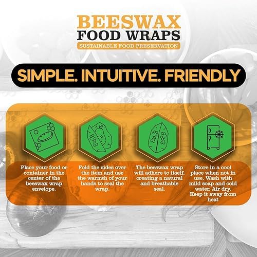PURE & SUSTAINABLE COMPANY Beeswax Wraps for Food Storage-Pack of 3 Reusable with Organic Cotton - Preserve Fruits, Vegetables, Sandwiches, Snacks, Leftovers. Size S,M,L. Bears Print - Image 3