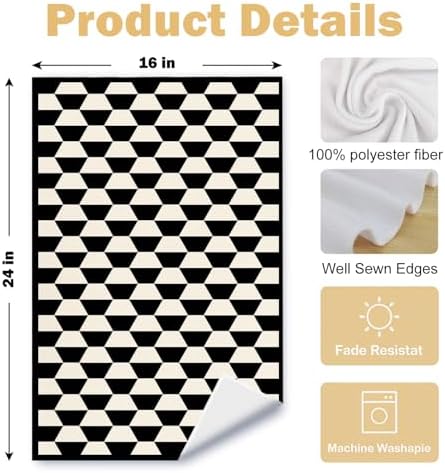 Black and White Kitchen Towels Set of 2, Boho Minimalist Abstract Dish Tea Towels for Kitchen Decor, Retro Mid Century Modern Hand Towels for Bathroom Decor, 16x24 Inches - Image 6