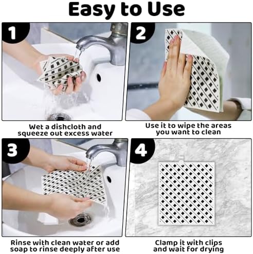 6 Pack Swedish Dishcloths for Kitchen,Swedish Rags Dish Towels with Clips - Image 6