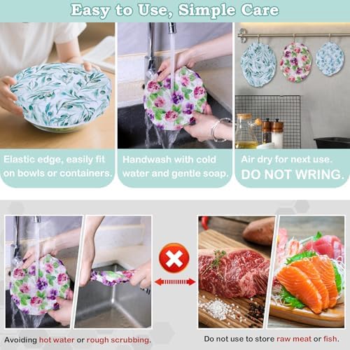 5Pcs Reusable Beeswax Elastic Bowl Covers for Bread Proofing and Food Cover - Image 6