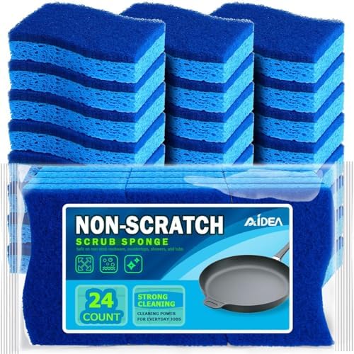 AIDEA Non Scratch Scrub Sponge-24Count, Sponges Kitchen, Sponges for Dishes by AIDEAHOME