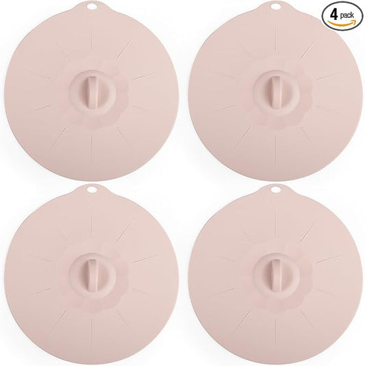 4 Pack 7.8" Silicone Lids for Cups Bowls Plates Pans, Microwave Splatter Cover, Kitchen Containers Lids Cover for Food Storage, Medium
