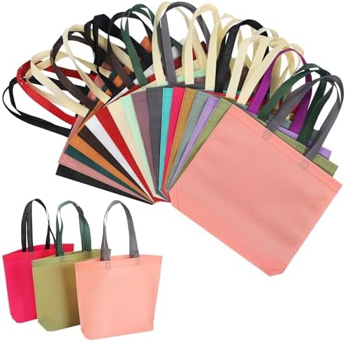36 Pack Non-Woven Tote Bags, 18 Assorted Colors (2 per Color), Reusable Grocery Bags for Shopping, Crafts, Events, Bulk - Image 6