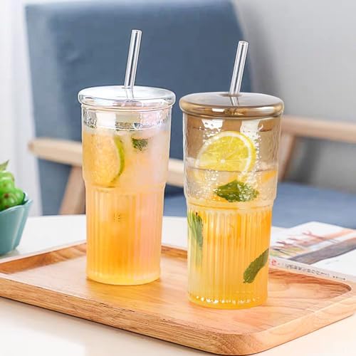 JunVpic Glass Coffee Tumbler, 20 oz Glass Cup with Lid and Straw - Image 4