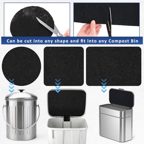 Reallnaive Square Compost Bin Charcoal Filter Sheets, Activated Carbon - Image 5