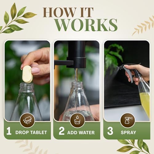 Cleaning Tablets for Spray Bottle Multi Surface Cleaner Refill Pods Eco Friendly Non Toxic Lemon Scent Plant Based (8 Pack) - Image 4