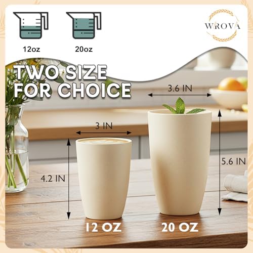 Wrova Wheat Straw Cups 6 PCS Good Alternative to Plastic Reusable Cups 12 oz Unbreakable Drinking Cup Reusable Dishwasher Safe Water Plastic Glasses with 6 Colors - Image 3