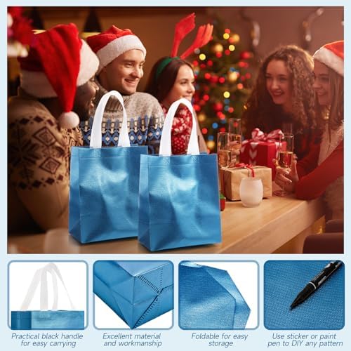 Eccliy 80 Pcs Reusable Gift Bags, Medium, Lake Blue - Image 4