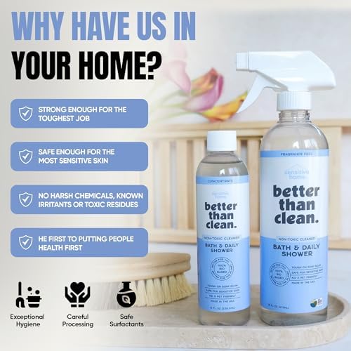 Better Than Clean™ Bath and Shower Cleaner Starter Pack – Fragrance Free, Plant-Based, Non-Toxic, Bathroom Cleaner with 8oz Concentrate & 16oz Empty Refillable Spray Bottle - Image 4