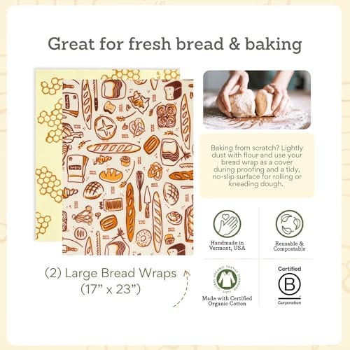 Bee's Wrap Beeswax Bread Wraps, 2 Pack - Bakery Lane & Honeycomb - Image 5
