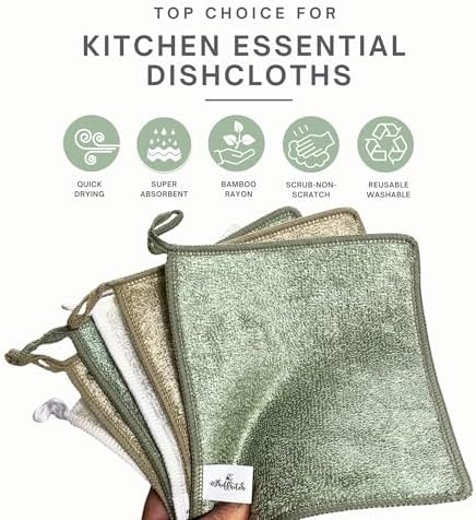 Whiffkitch Dishcloths Kitchen Dishrag Cleaning Scrub Reusable 6pk 6x7in - Image 2