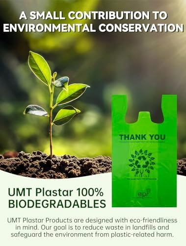 [100 per box] | Recyclable Compostable Reusable Biodegradable Plastic T-Shirt Bags | Grocery Shopping Bags | Green Eco Plastic Bags (100 per Pack) | T-Shirt Carryout Bags 100 count Restaurant Quality, Durable, Reusable and Econ Friendly | Measures 11. ... - Image 2