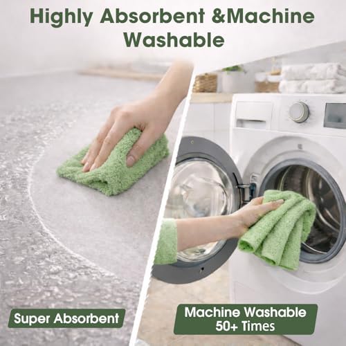Microfiber Cleaning Cloth Roll - 100 Pack Tear Away Microfiber Paper Towels, Reusable, Washable, Scratch-Free, Kitchen Towels for Car, Home, Kitchen, Glass, Dishes(Bean Green) - Image 3