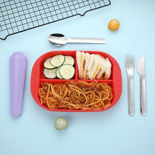 DEVICO Utensils for Lunch Box, 4Pcs Travel Silverware Set with Case, Purple - Image 4