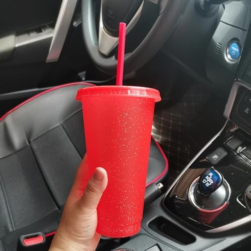 Suertestarry Tumbler with Straw and Lid,Water Bottle Iced Coffee Travel Mug Cup,Reusable Plastic Cups,Perfect for Parties,Birthdays… (Red-36Pack, 36 pack) - Image 3