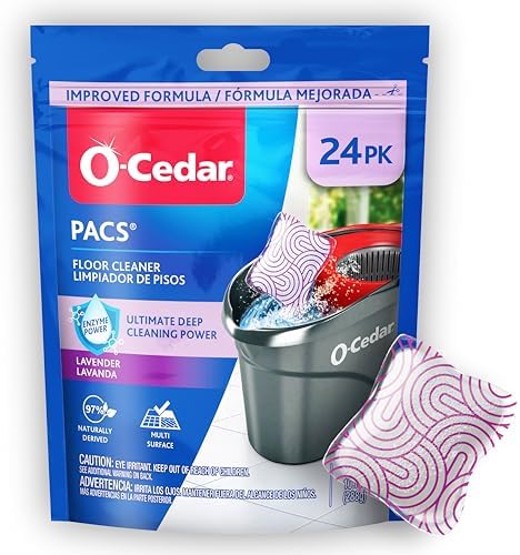 O-Cedar PACS Hard Floor Cleaner, Lavender Scent 24 Count (1-Pack) | Made with Naturally-Derived Ingredients | Safe to Use on All Hard Floors | Perfect for Mop Buckets by O-Cedar