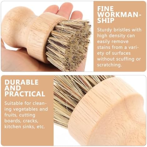 COLLBATH 2pcs Natural Fiber Kitchen Scrub Brush Set, Coconut and Fiber Pot Scrubber for Sink, Sturdy Natural Cleaning Brush for Dishes, Pans, and Household Use - Image 4