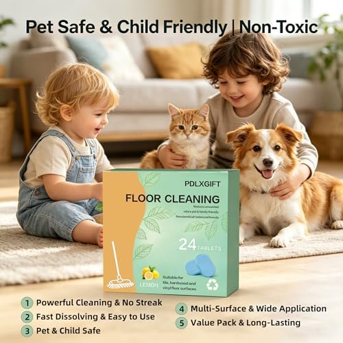 Floor Cleaner Tablets, 24pcs Multi-Surface Floor Cleaner Solution | Pet Safe, No Residue, No Streaks,Robot Mop Safe Quick Dissolve Floor Cleaning Tablets for Wood Tile Laminate - Image 2