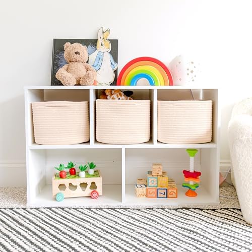 NaturalCozy Storage Cubes 9”x9”x7”Cotton Rope Woven Baskets for Organizing 3-Pack | 9 Inch Cube Storage Bin | Small Basket for Shelf Nursery, Pantry, Decorative Plant, Bathroom Closet, Toy Gift - Image 3