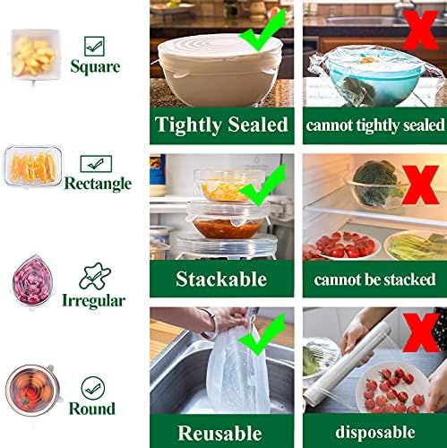 Silicone Stretch Lids, 12 Pack of Reusable Silicone Lids for Food Storage BPA-free Silicone Covers for Bowls, 6 Different Sizes to Fit Most Food Containers, Microwave & Dishwasher Use Safe - Image 6