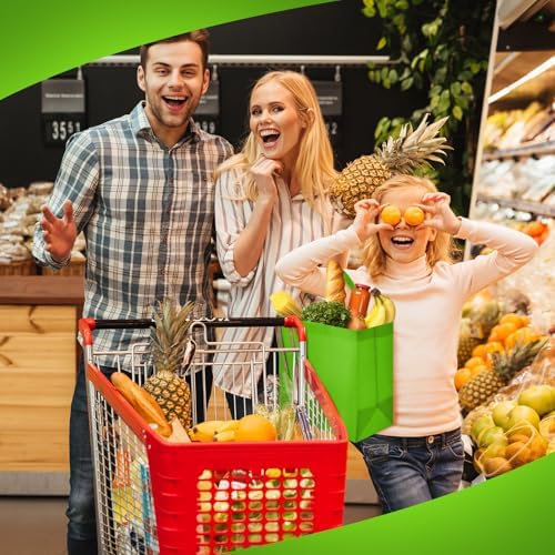 Reginary 50 Pcs Reusable Tote Bags Shopping Bags Non Woven, Green Fruit - Image 3