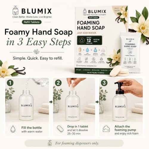 Foaming Hand Soap Refill Tablets, Concentrated Hand Soap Tablets, Just Add Warm Water, For Reusable Foaming Soap Dispensers (12 Count, Vanilla, Refill Only) - Image 2