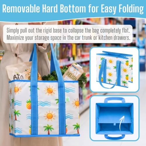 VENO 3 Pack Reusable Grocery Shopping Bags Utility Tote w/Sturdy Handles - Image 4