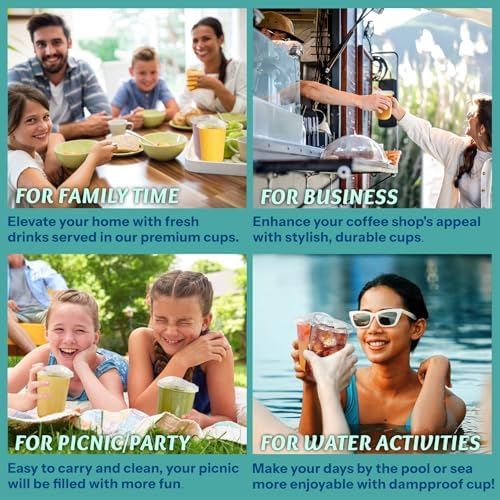 Homestockplus 15 oz Clear Plastic Cups with Lids (100 Pack) - Strawless Sip Lids, Leak-Proof & BPA-Free Iced Coffee Cups - Disposable Cold Drink Cups for Smoothies, Milkshake, Parties, Events - Image 7