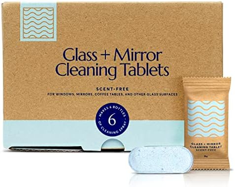 CLEANOMIC Glass and Mirror Cleaning Tablets (6 Pack) - All-Purpose Multi-Surface Household Cleaner Tablets (Scent-Free) by Cleanomic