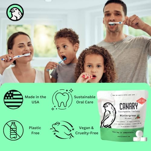 Canary Nano Hydroxyapatite Toothpaste Tablets Wintergreen - Remineralizing, Fluoride Free, All Natural Tabs with Xylitol - Great for Travel, Plastic Free - 189 Count - Image 4