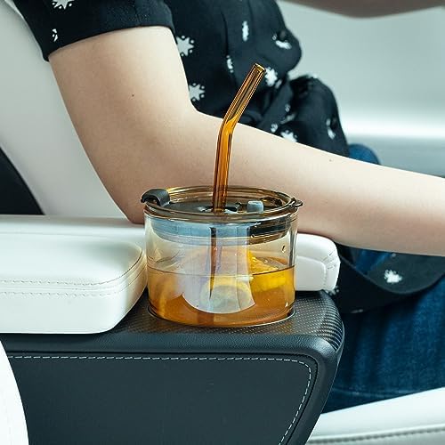 BLUEPOLAR 13oz/400ml Glass Tumbler Water Cup with Straw and Lid, Sealed Carry on for Coffee, Iced Tea, Thick Wall Insulated Amber 2-Pack - Image 3