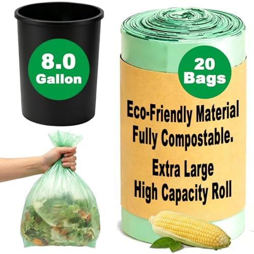 Compost Bags, Compostable Small Trash Bags for Kitchen Compostable Food Scrap Bags For Counter Top Compost Bin Small Kitchen Food Scrap Waste Bags for Compost (8G-20count) by Unknown