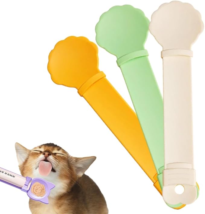 Cat Strip Feeder Spoon, 2025 New Cats Treat Dispenser, Cat Squeeze Treat Spoon for Puree and Bisque Delectables Lickable Wet Dispenser Sliding (3PCS-B)